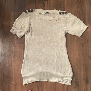 Trina Turk Beige Knit Tunic Style Sweater dress Size. Cable Knit Linen Blend